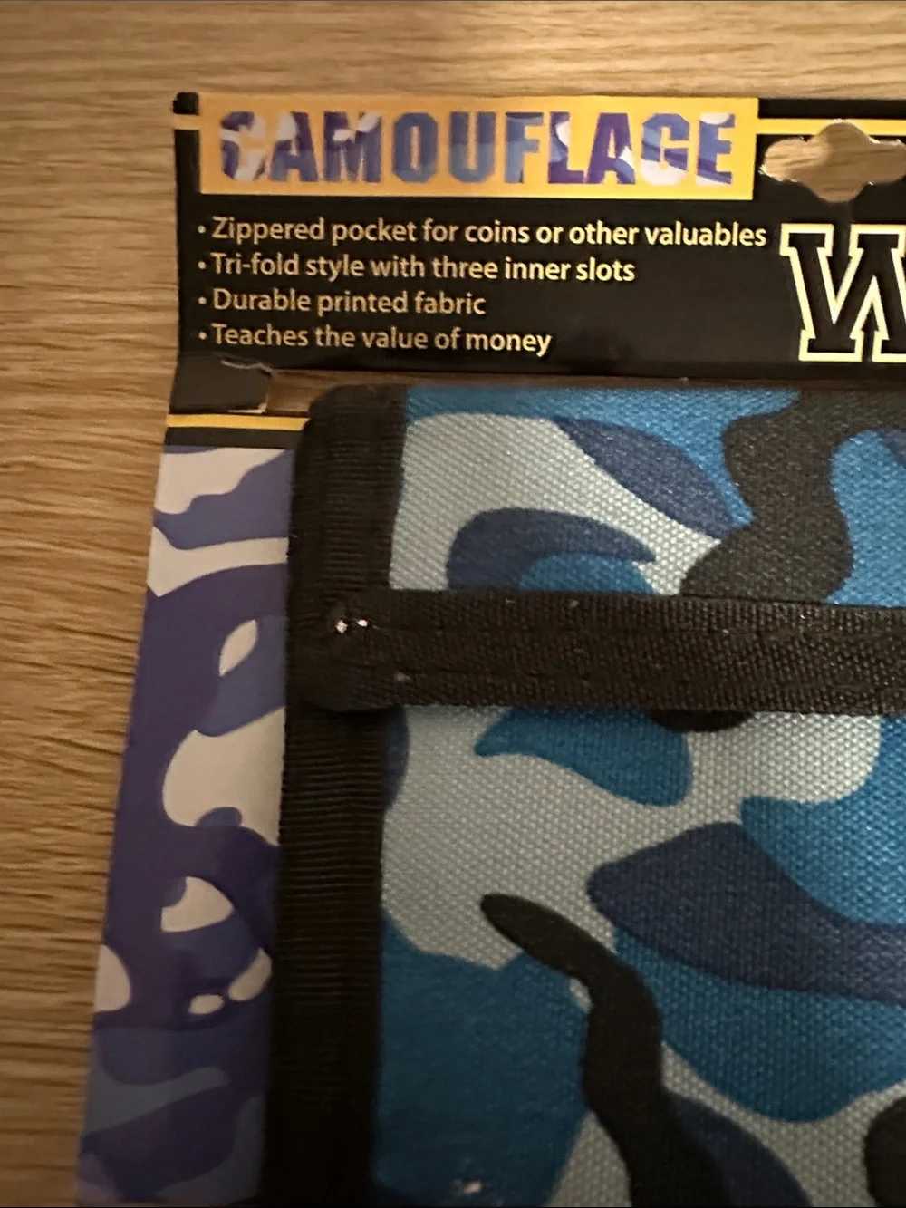 NWT Kids Blue Camouflage Trifold Wallet DM Merchandising Camo